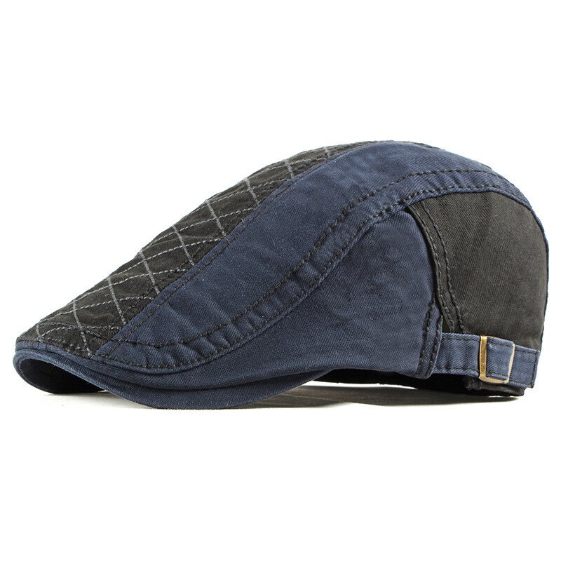 Lente Zomer Patchwork Newsboy Caps Mannen Katoen Platte Pet Vrouwen Schilder Baret Hoeden 22: Black