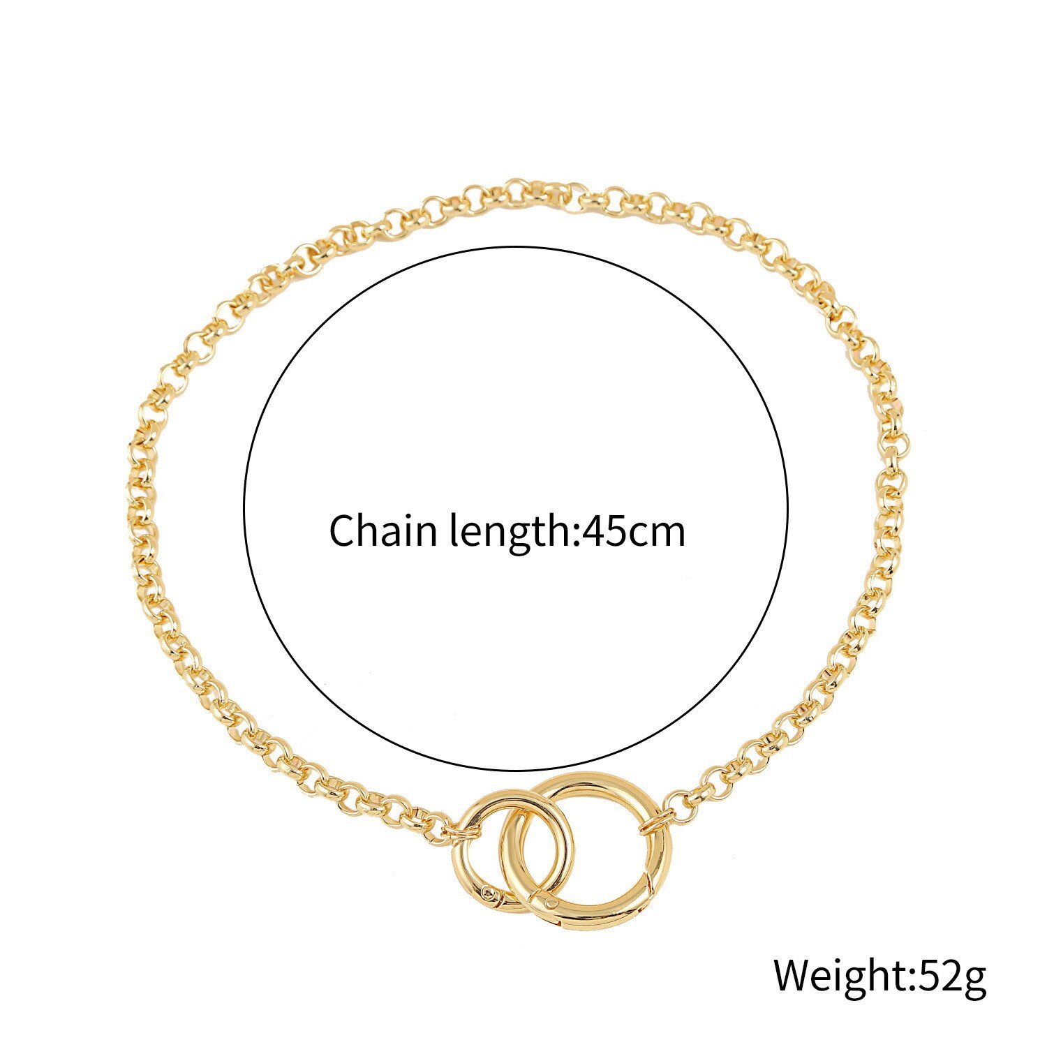 Punk Ami Cuban Big Neck Thick Aluminum Chain Personality Popular Hip Hop Big Thick Chunky Pendant Necklace: Double circle gold