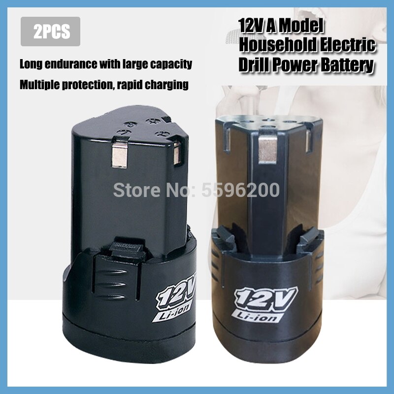 12V Household Rechargeable Lithium battery Can be used as Power Tools Electric Screwdriver Electric drill Li-ion Battery: 2PCS A Model