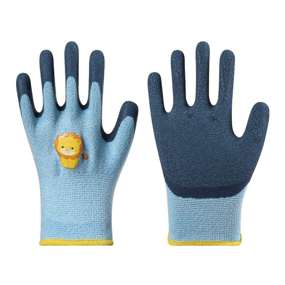 Guantes de trabajo multiusos duraderos para niños, manoplas protectoras de animales de dibujos animados con 13 agujas, guantes de seguridad antideslizantes para jardinería, deshierbe: Verde / XS