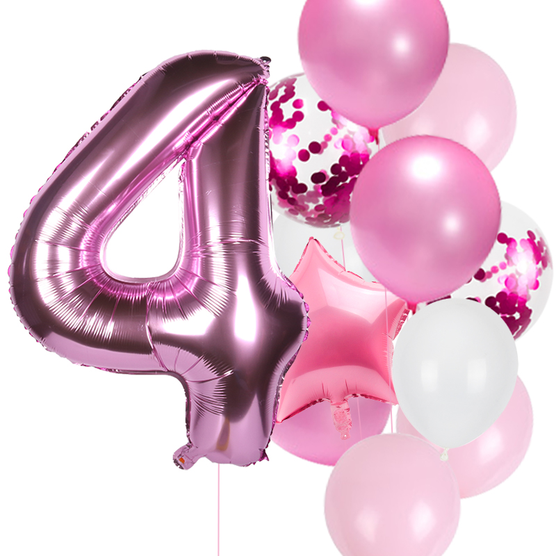 Joy-Enlife-Juego de globos rosas para de cumpleaños de niña, decoración de globos de aluminio con número de 40 pulgadas, para Baby Shower, 1/2/3/5/6/8/9 años, 12 Uds.