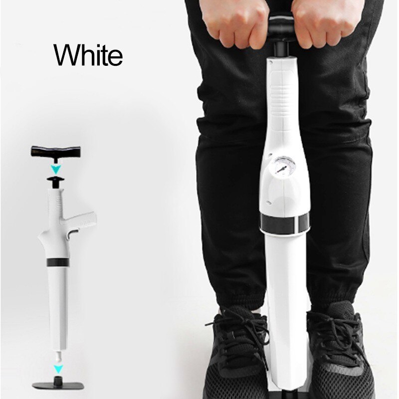 High Pressure Air Drain Blaster Gun Powerful High Pressure Suitable Drain Plunger for Bathroom Toilet Bathtubs Shower: white