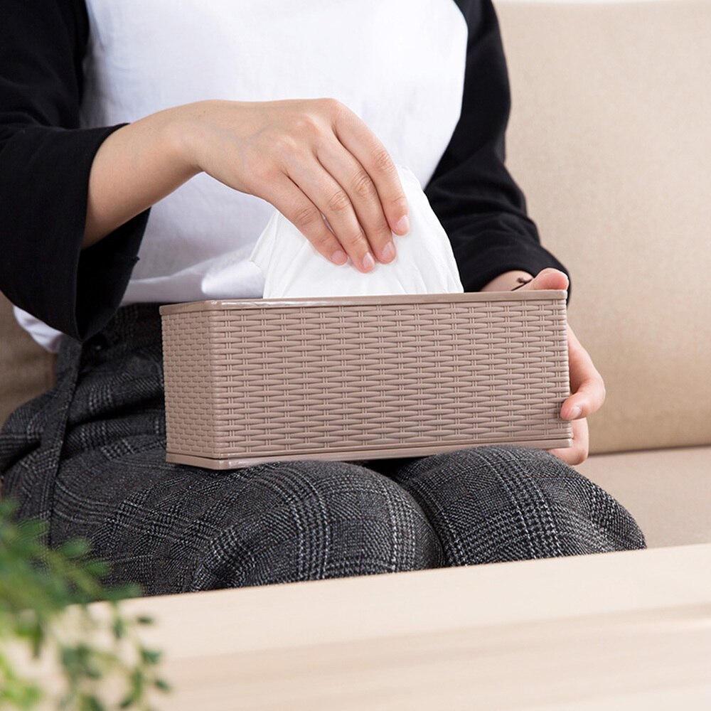 Bamboo Striped Plastic Tissue Box Home Desktop Drawer Box Living Room Coffee Table Napkin Storage Box mx3061011