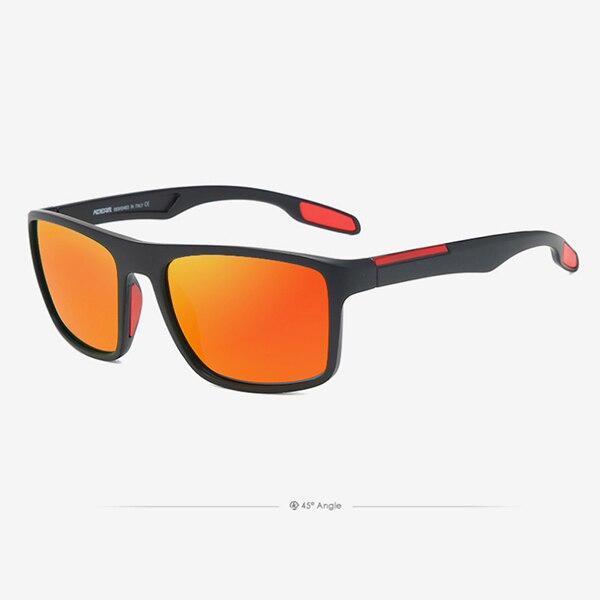 Kdeam firkantede polariserede solbriller mænd fiskeri udendørs solbriller fotokromiske linse solbriller super lette briller stel ce  h6: C6 rødt spejl