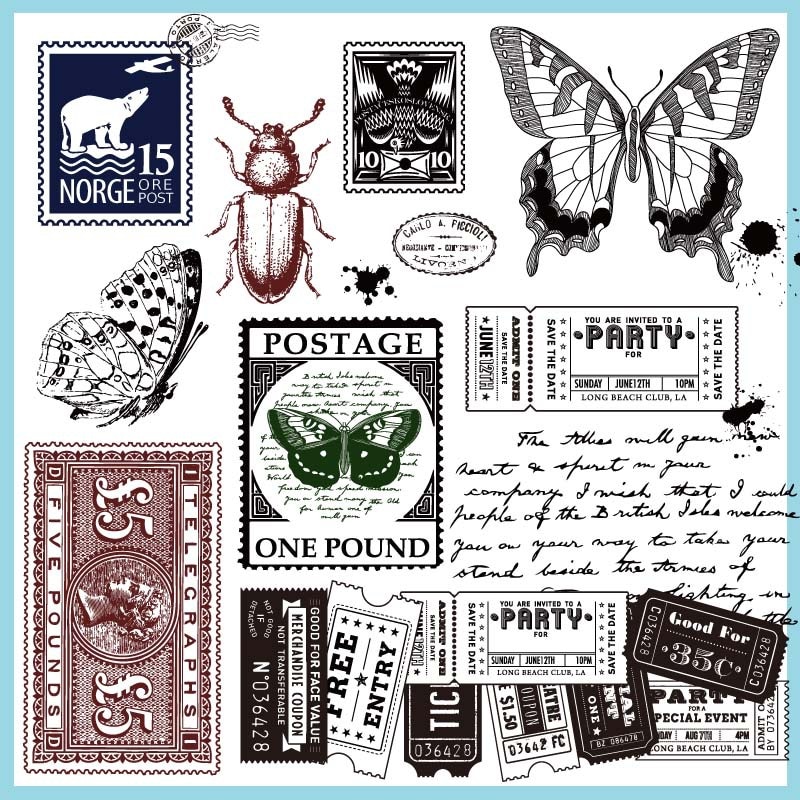 Clear Stamps Postcard Insect Transparent Silicone Stamp for DIY Scrapbooking Album Craft Decoration Rubber Stamp Stationery