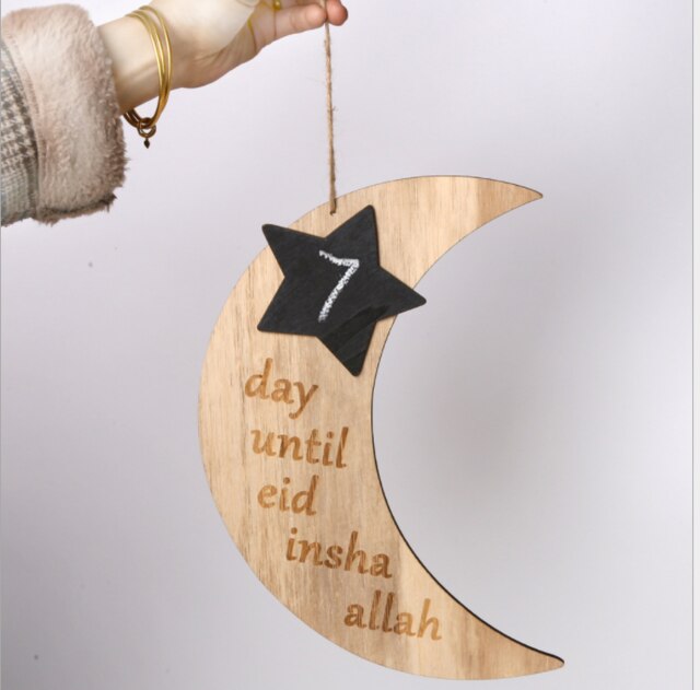 en bois Eid moubarak Ramadan décoration pour la nourriture Ramadan et Eid décor bricolage musulman Islam suspendus pendentifs Iftar déco: K