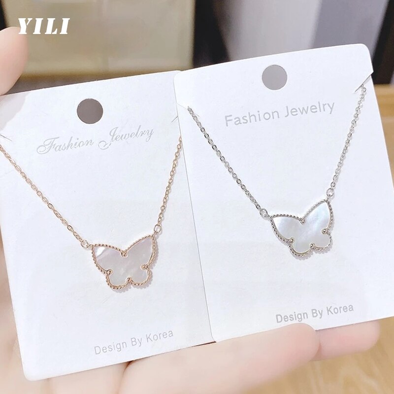Mode Vlinder Shell Hanger Ketting Koreaanse Leuke Shell Gold Choker Sleutelbeen Ketting Voor Vrouwen Meisjes Sieraden