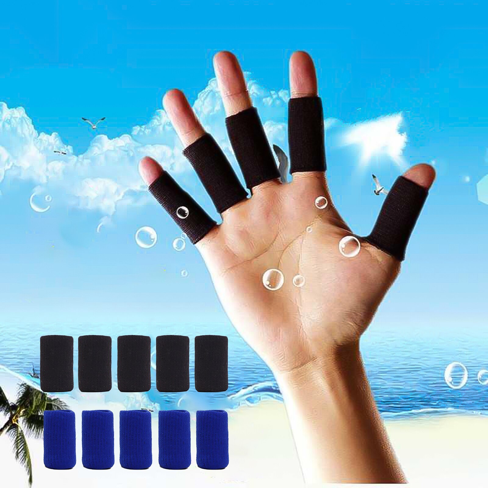 Protectores de dedos para baloncesto al aire libre, protectores de dedo elásticos y transpirables para artritis, voleibol, 5/10 Uds.