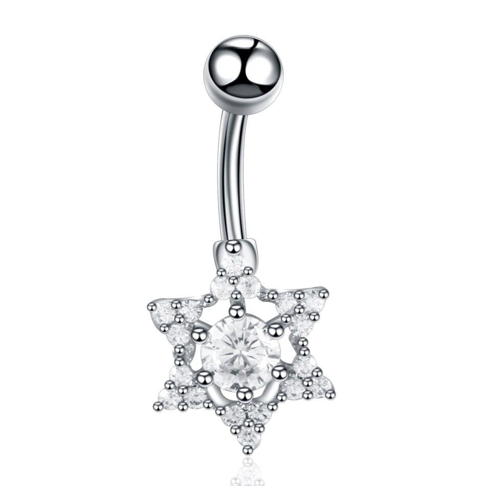 1 PC Silver Crystal Surgical Steel Navel Piercing Heart Zircon Belly Button Rings Women Belly Button Piercing Ombligo Pircing: Style 10