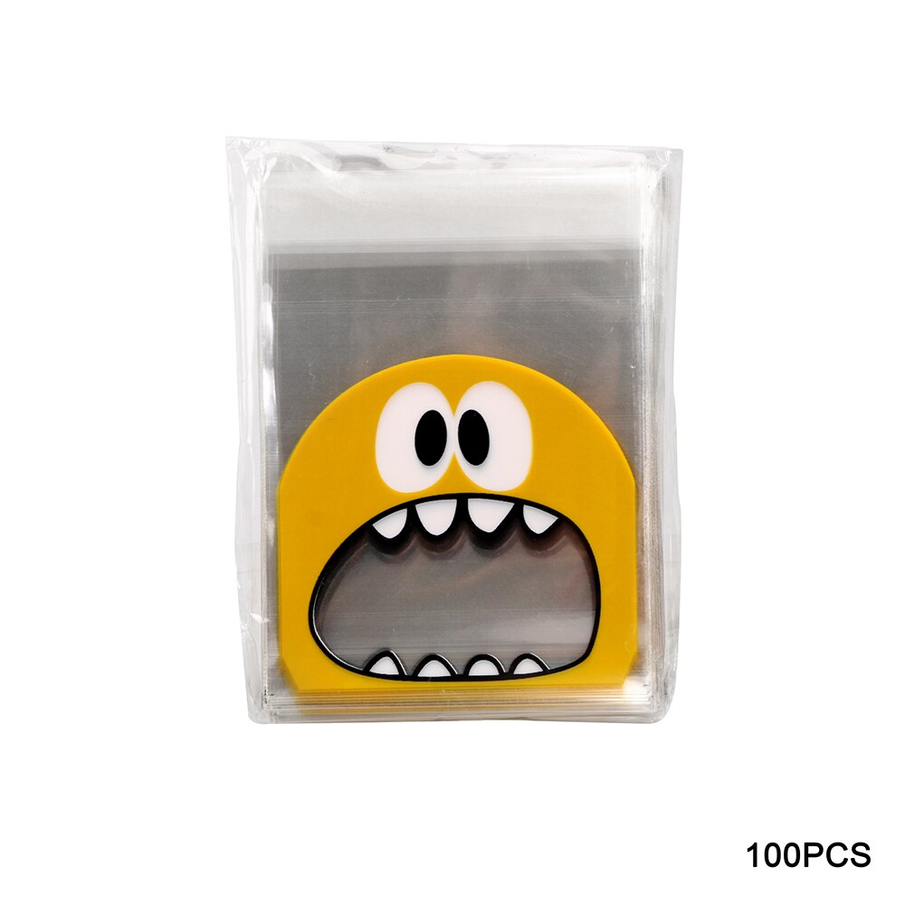 100 piece/pack Food Grade Plastic Self Adhesive OPP Bag For Cookie Candy Preserved Fruit Storage Food Snack Packaging Bag: Yellow 7cm