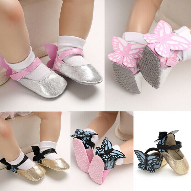Babyschoenen voor babymeisjes vlinder zachte zool peuter wieg schoenen zacht comfortabel eerste wandeling prewalker