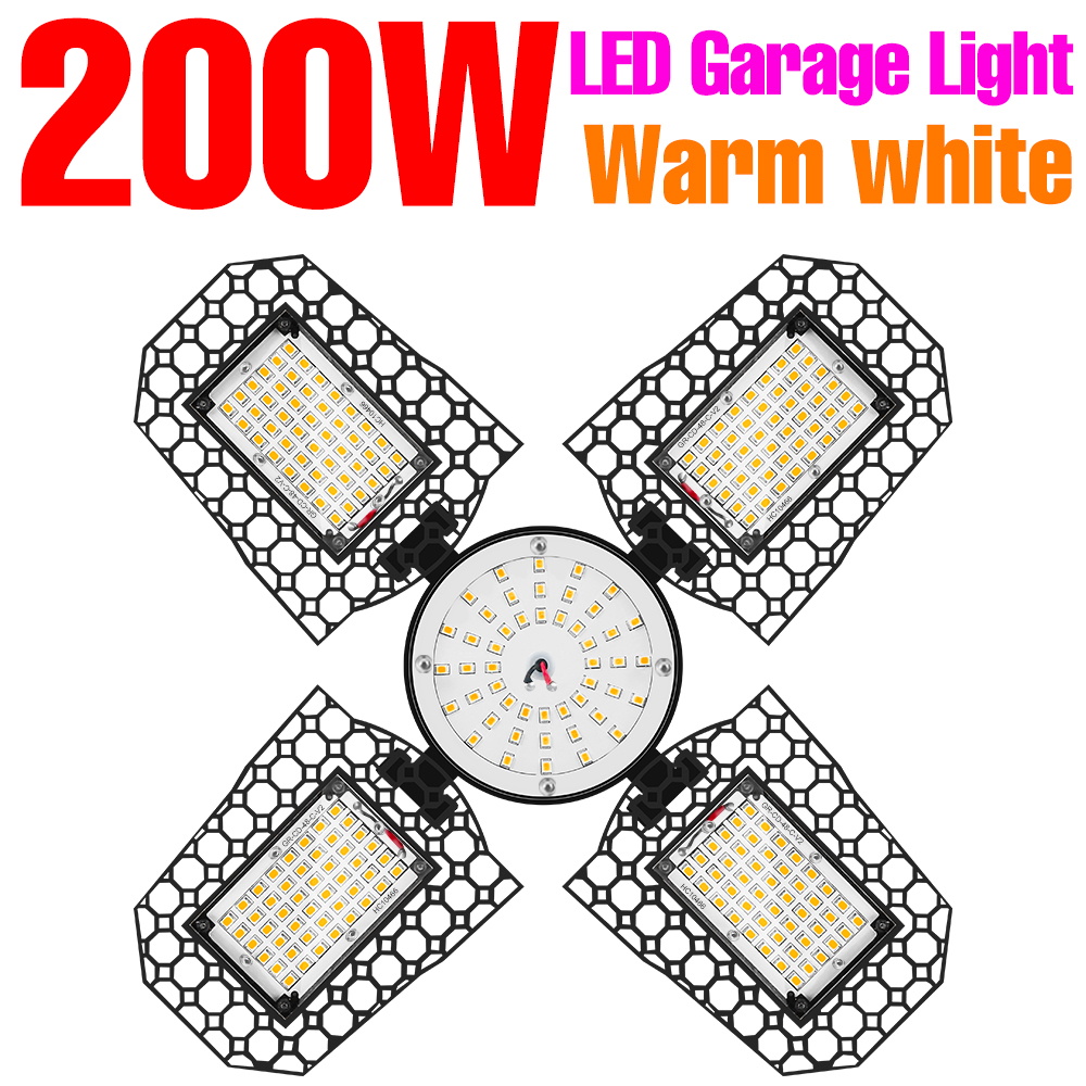 200w led-loftlampe til garage,  e27/e26 led-pærer ,  ac 220v kælderbelysning til lager, værksted 110v 40w 60w 80w 100w 150w: Varm hvid