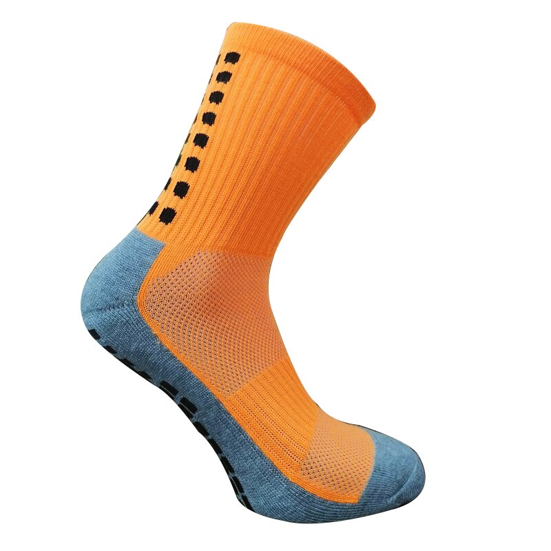 Nowe skarpety piłkarskie męskie antypoślizgowe skarpety piłkarskie bawełniane skarpety rowerowe środkowe rurki skarpety punktowe tego samego typu co Casitine: Grey Orange