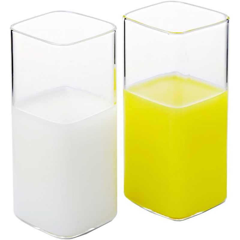 Verre à thé jus de petit déjeuner | Verre carré transparent, verre simple, droit verre à thé, tasse à lait, verres à boire, lulu citron 2 pièces