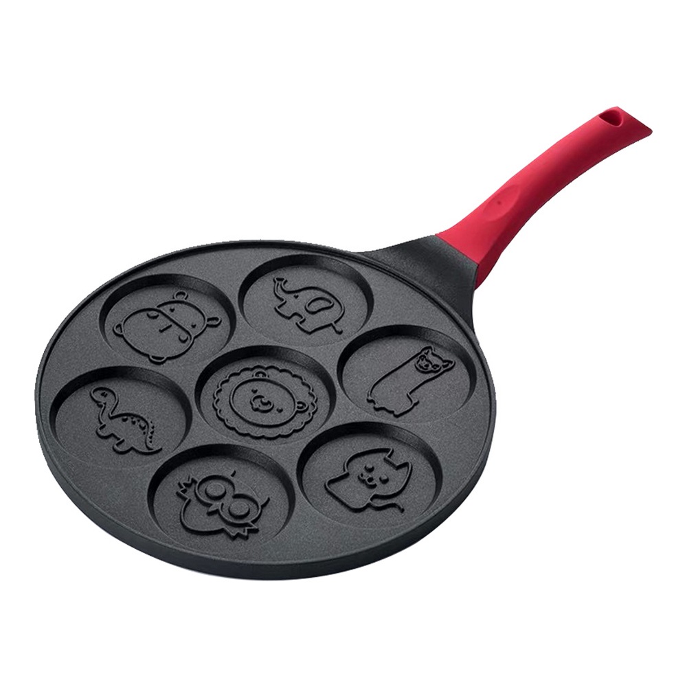 Ontbijtpot met zeven gaten, dieren- en smileypatroon, verschillende soorten smiley-dieren, koekenpannen, gegoten aluminiumlegering, siliconen pot: Dierenfoto