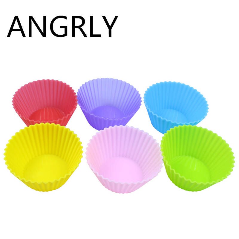 ANGRLY 10pcs Multi-color Silicone Cake Muffin Cupcake Mold Round Shape Baking Mould: 5