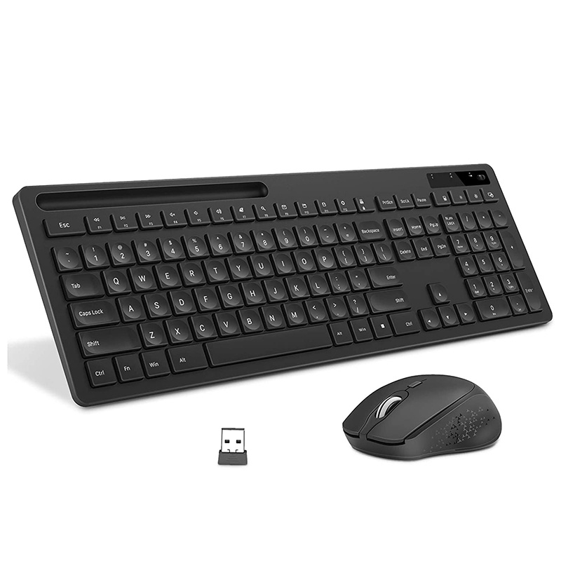 SeenDa 2,4G USB kabellos Tastatur mit Telefon Halfter für Computer Laptop Slinet Tastatur und Maus einstellen für Fenster iOS Android: schwarz