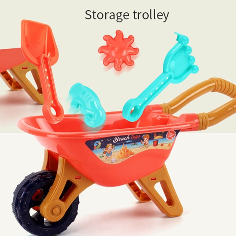 Kids Beach Sand Toys,6PCS Big Trolley Sand Toy Set,Reusable Sandbox Toys for Toddlers Summer Beach Toys