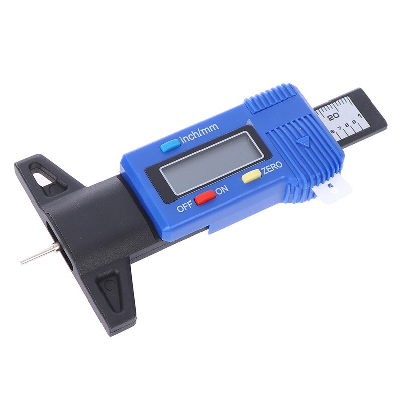 1Pc Digital Tread Depth Gauge High Accuracy Tire Thread Tester Gauge Measurer With LCD Display Measuring Gauge: Blue