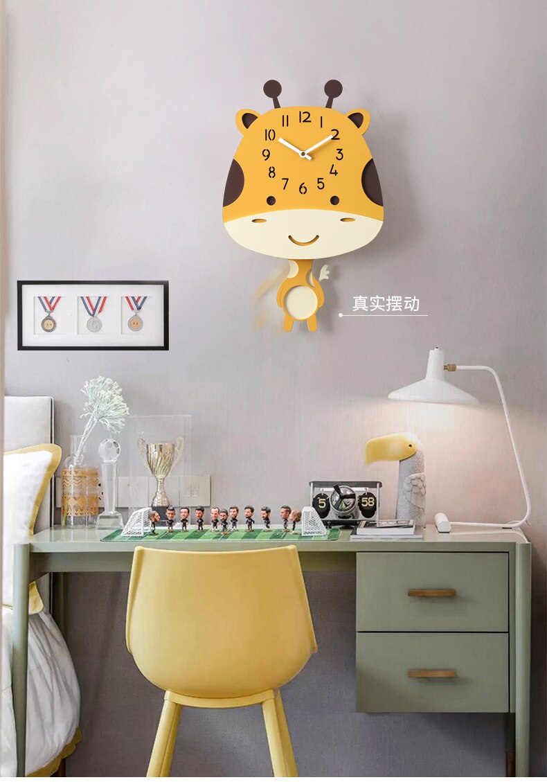 Crianças relógio de parede sala estar moda girafa digital relógio de parede criativo quarto reloj pared decoração chambre enfant bh50hh