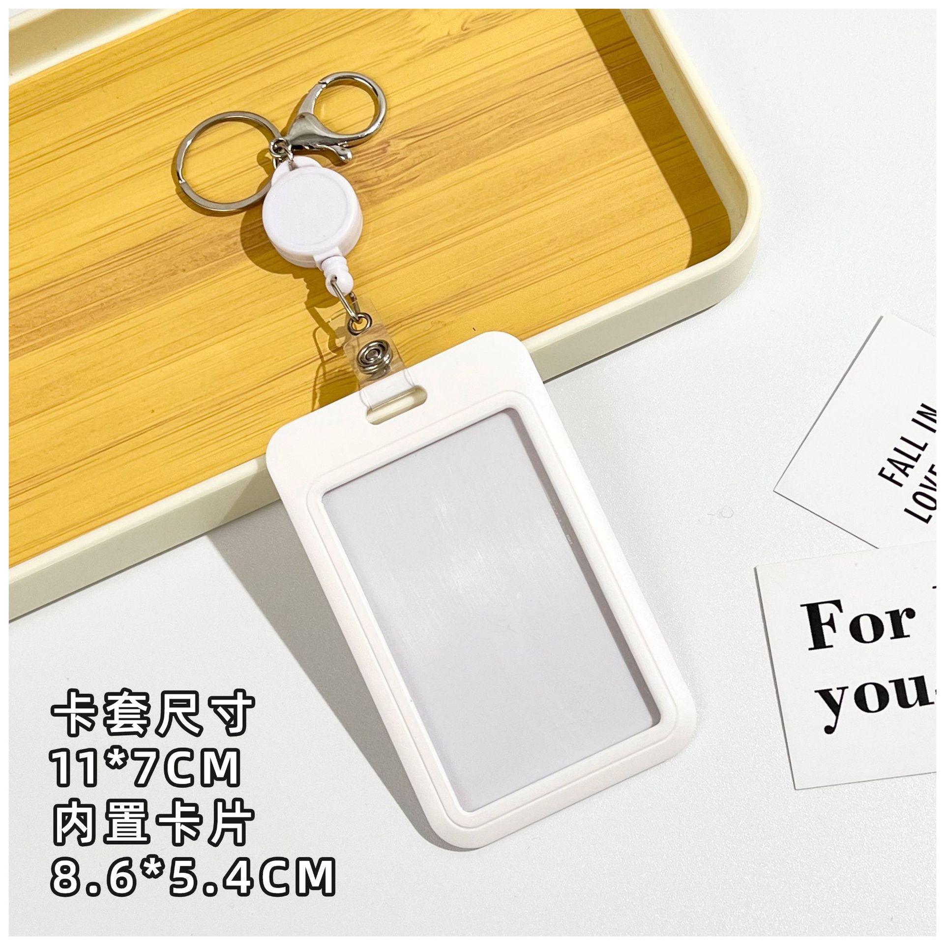 Suporte de crachá de identificação com carretel de crachá porta-cartão retrátil chaveiro nome crachá clipe de manga de cartão de identificação: Marrom