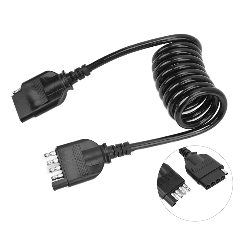Trailer Connector American 5-Pin Spring Cable 5FT RV Tail Light Signal Lamp Cable for Commercial Vehicle Trailer