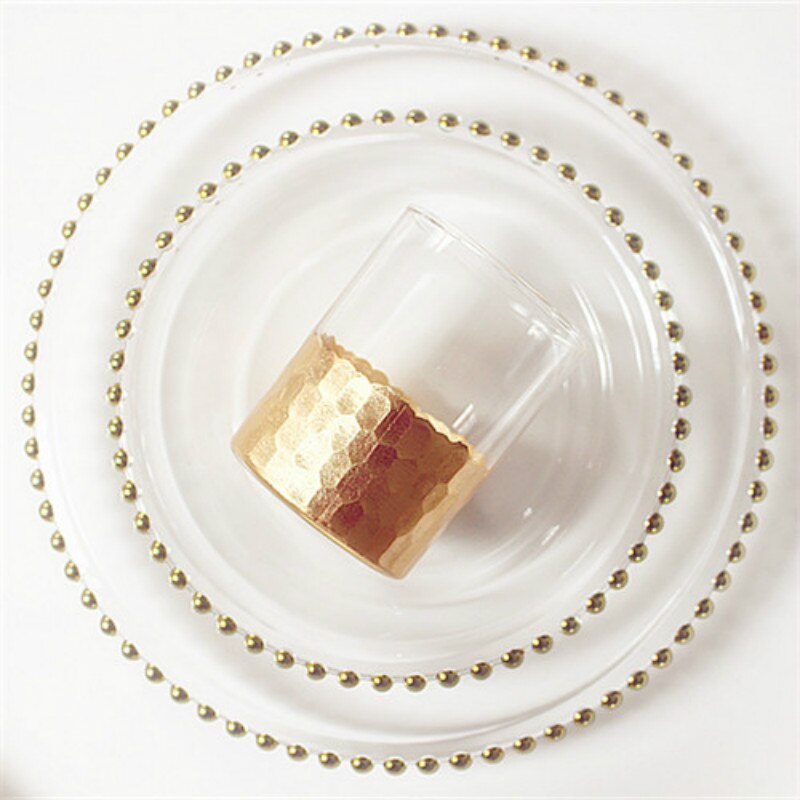 27cm Glass Salad Plate Gold Plating Kitchen Plate Burdock Fruit and Vegetable Plate Suitable Home Hotel Restaurant Kitchenware