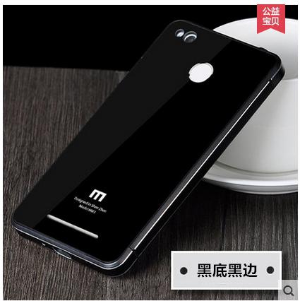 Voor Xiaomi Redmi 3 s Case, luxe Aluminium Metal Frame & Gehard Glas cover case voor Xiaomi Redmi 3 s telefoon: black-black