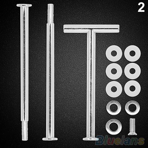 1 set tårtfatstativ multistyle 2/3- vånings tallrikhandtag passande hårdvara stavverktyg tårtfatställ bröllopstårta: Silver t form