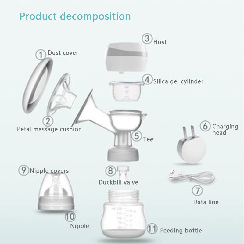 USB Electric Breast Pump With Milk Bottle BPA Free Powerful Nipple Suction Infant Baby Breast Feeding Product Integrated Machine