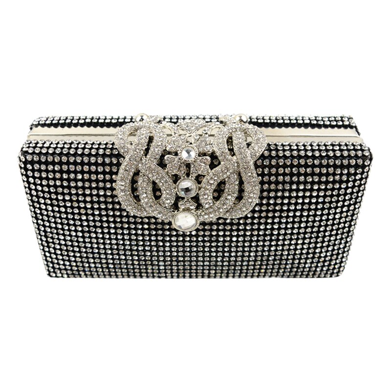 Sølv guld glitrende diamanter aftentaske clutch pung begge sider rhinestones kvinder krone clutch tasker