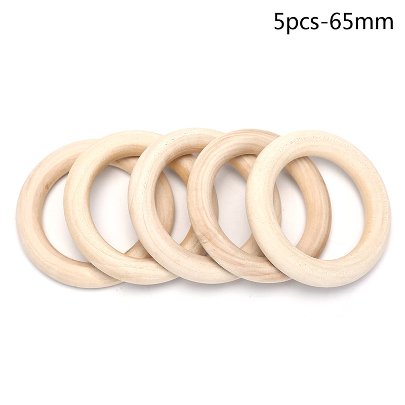5-50pcs Natural Color 2-7cm Wooden Beads Pendant Connectors Circles Rings Beads Unfinished Natural Wood Wall Hanging Ornament: 65mm
