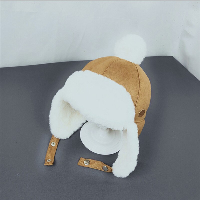 3 Colors Toddler Beanie Hat Simple Style Bomber Hats Casual Thicken Ear Hats Kids Winter Warm Plush Caps Beanie Hats