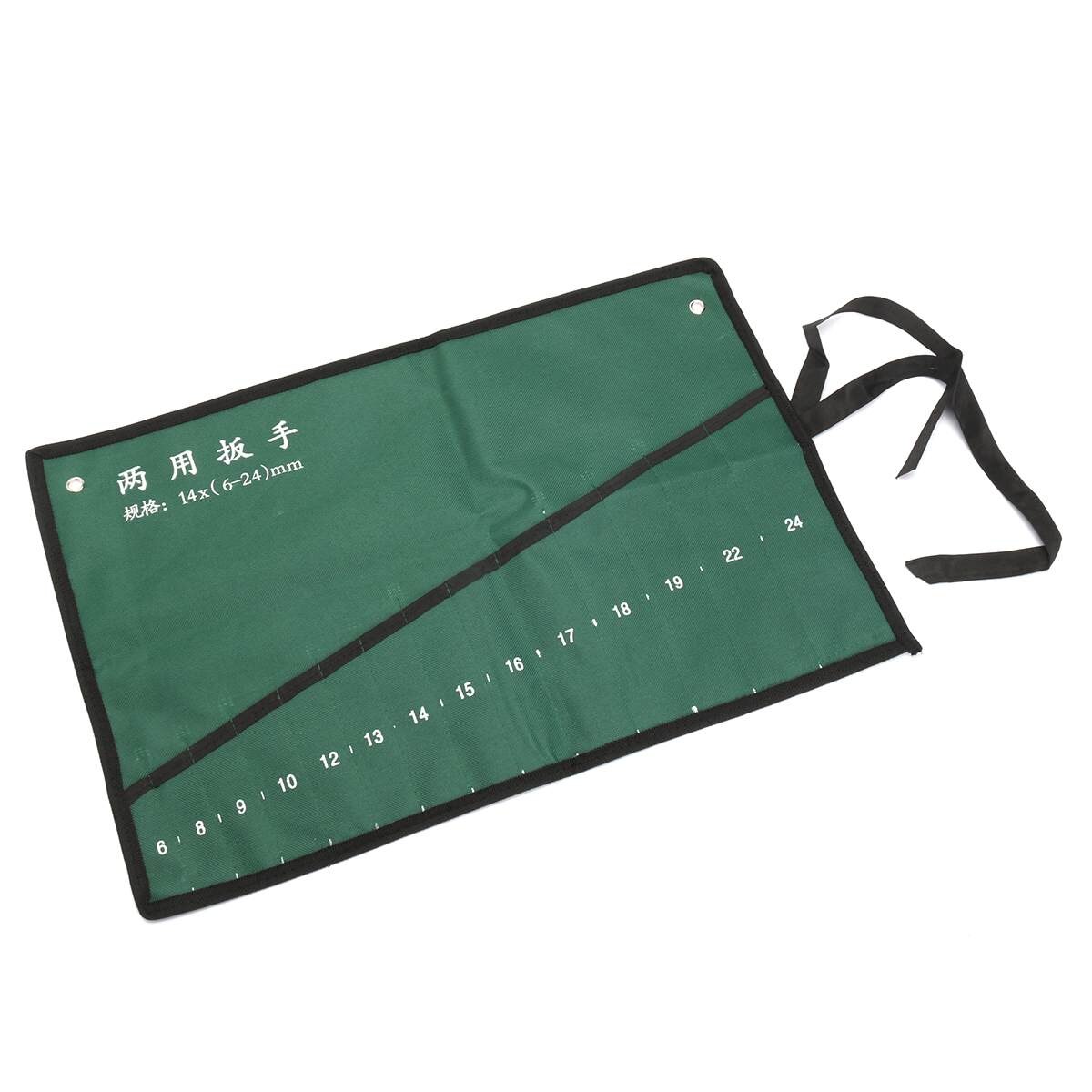 10/14/20 Pockets Double Opening Offset Ring Spanner Kit Case Tool Bag Spanner Wrench Roll Up Storage Organizer Bag Pouch