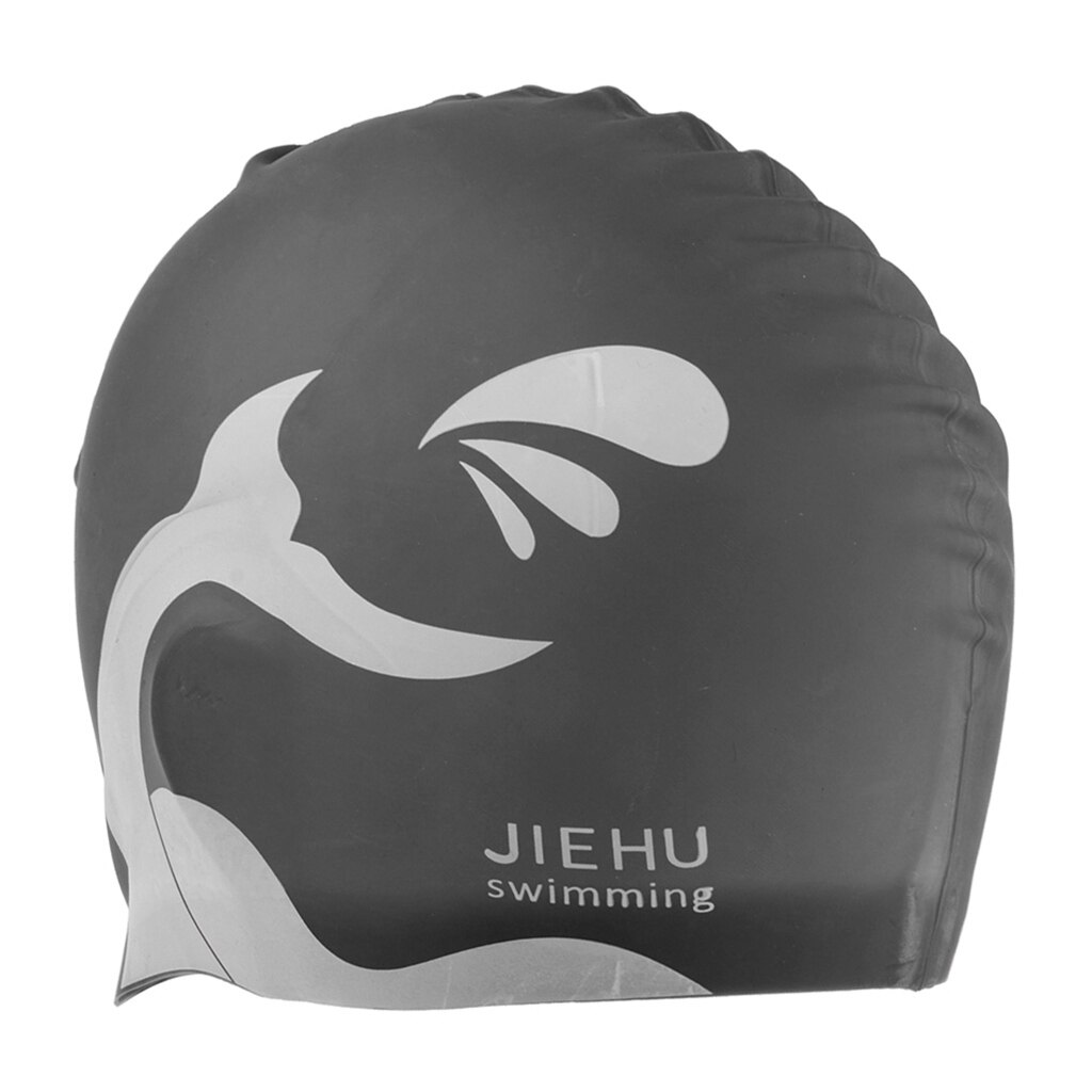 Volwassen Waterdichte Elastische Siliconen Badmuts Badmuts Bad Cap Voor Lang Haar Met Oor Protector Houdt Haar Schoon En droog: Black as described