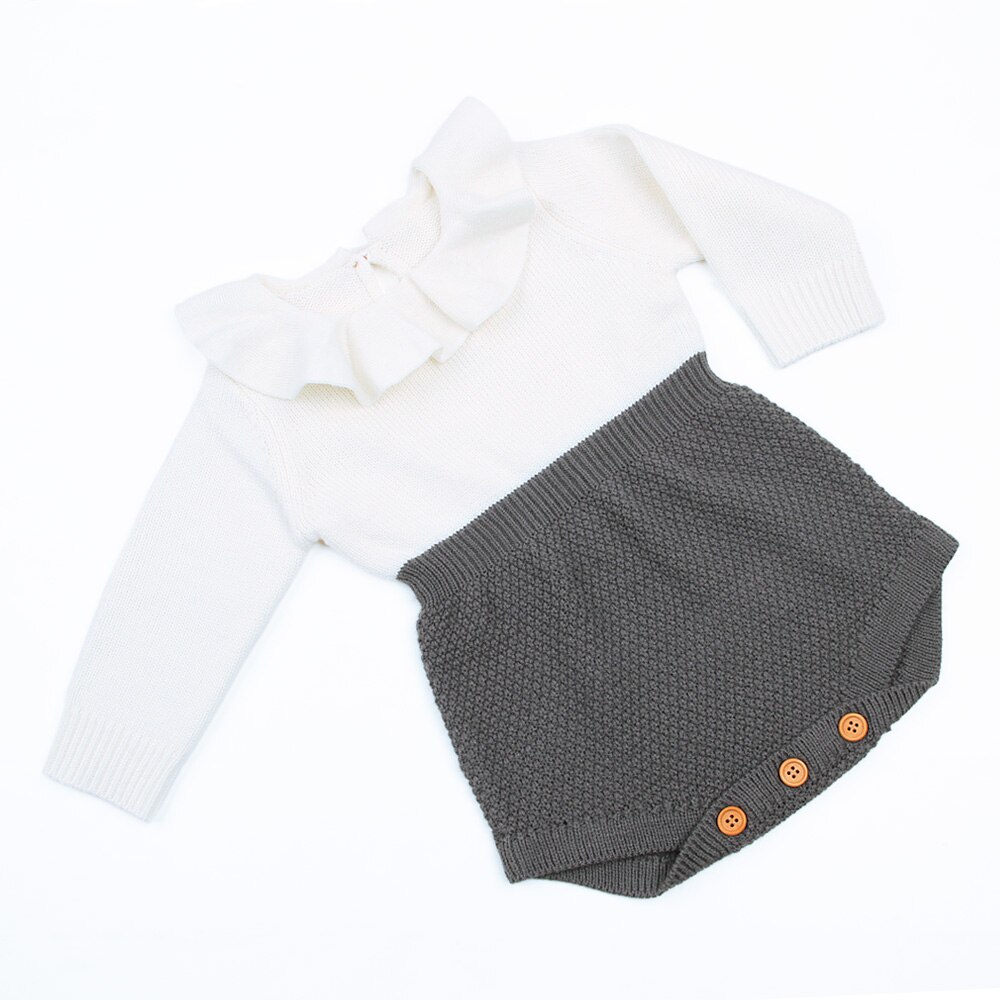 Baby Sweater Knitted Ruffle Long Sleeve Jumpsuits Girls Rompers Autumn Casual Soft Baby Clothing