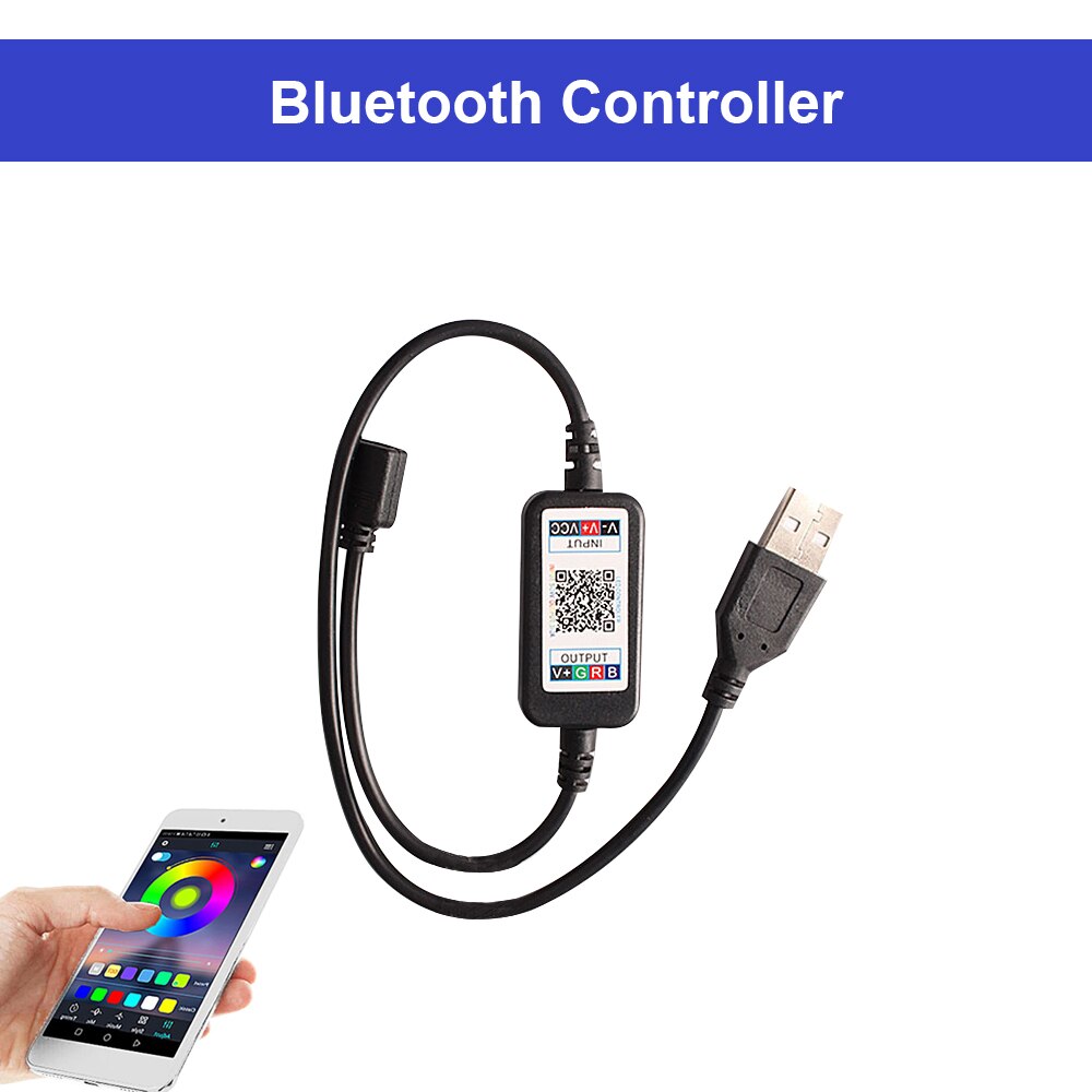 5v usb led strip rgb controller bluetooth musik rf  ir 3 17 44 nøgler fjernbetjening trådløs til rgb 5050 2835 usb led strip lys: Bluetooth-controller