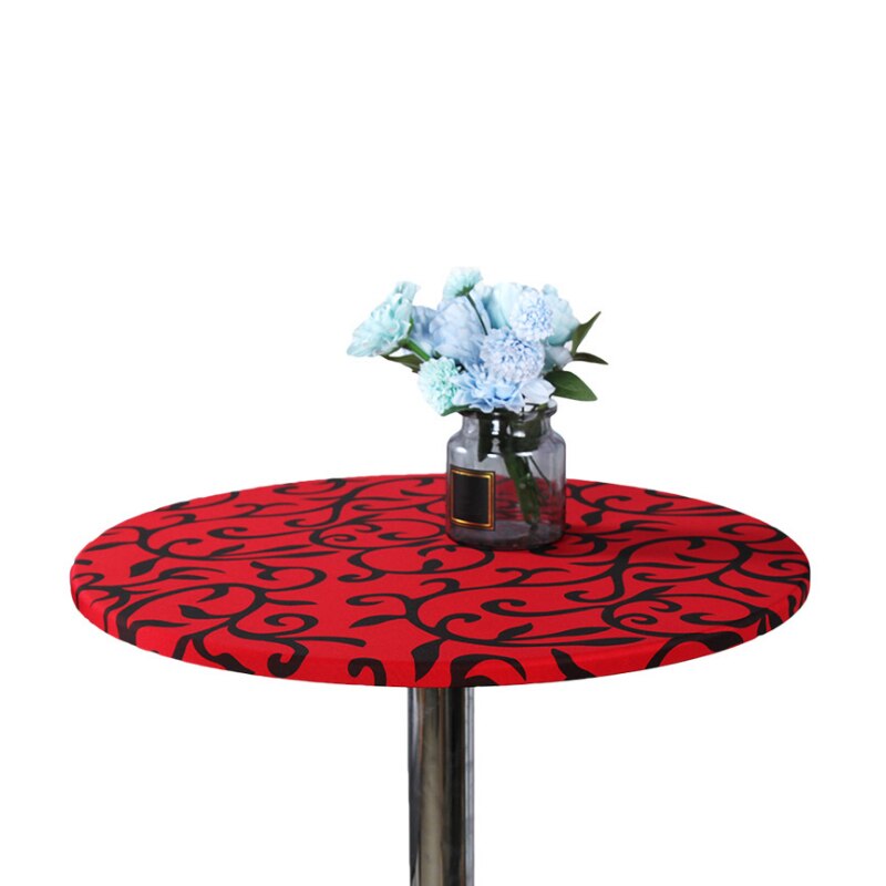 Simple Elastic Printing Round Table Cover Style Home Wedding Party Decoration Elastic Tight Fit Fitted Table Clothes: A / 90cm