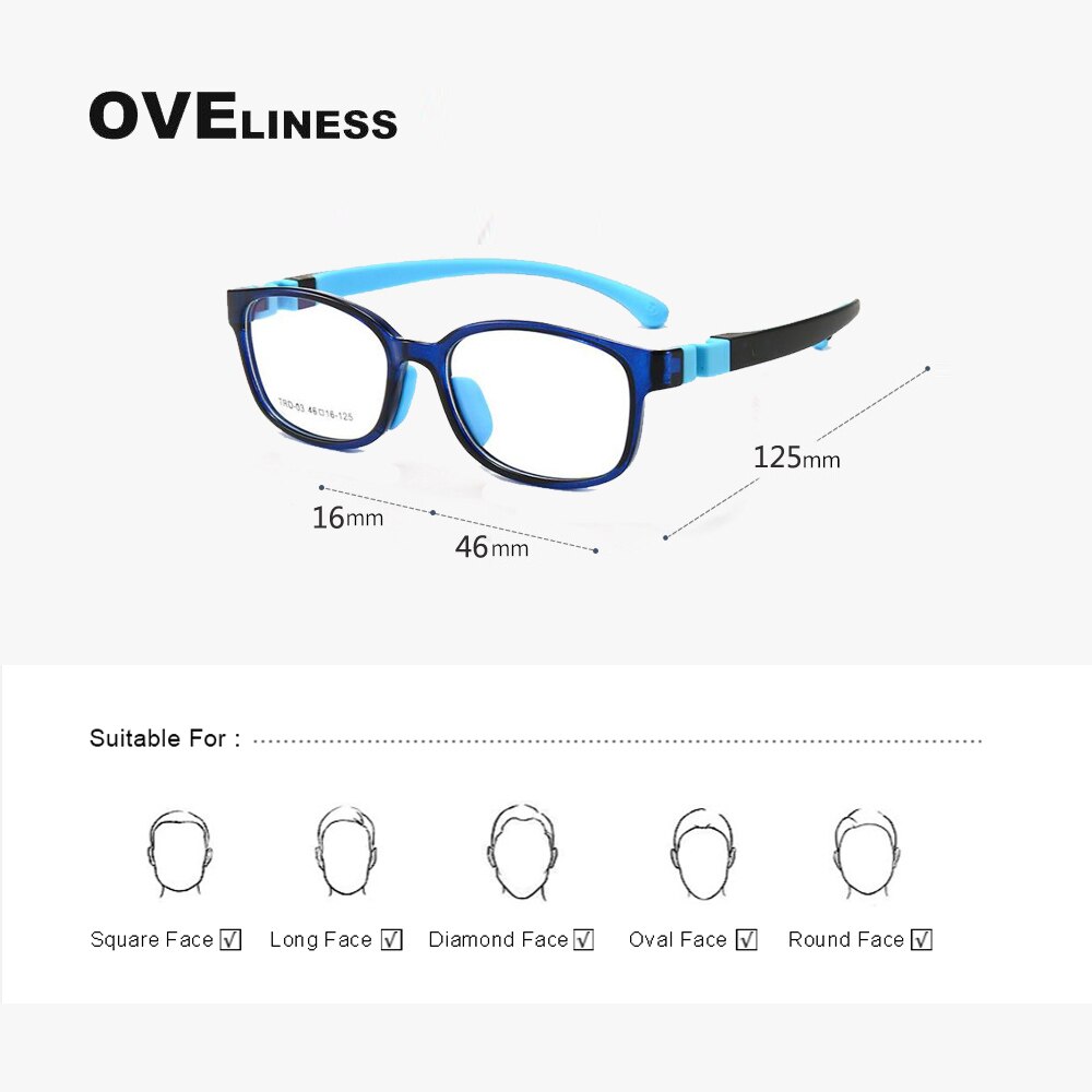 Gafas ópticas para miopía para niños y niñas, montura para gafas TR90 graduadas,