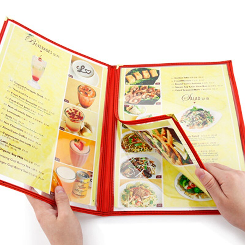 Menu Cover Triple Fold Book Style Holder with 3 Page 6 View Protective Corner For Restaurant Hotel Deli Cafes Bars Pubs