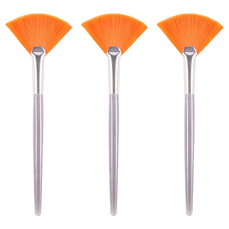 3Pcs Praktische Facial Borstels Fan Make-Up Kwasten Soft Draagbare Masker Borstels Cosmetische Gereedschap Voor Vrouwen Dames Meisjes (Geel)