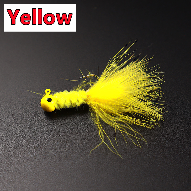 5 pièces leurre de pêche plume métal gabarit tête crochet pêche marabout leurre pour doré Panfish Sunfish Bluegill perche Swimbait: 10 / Bourgogne