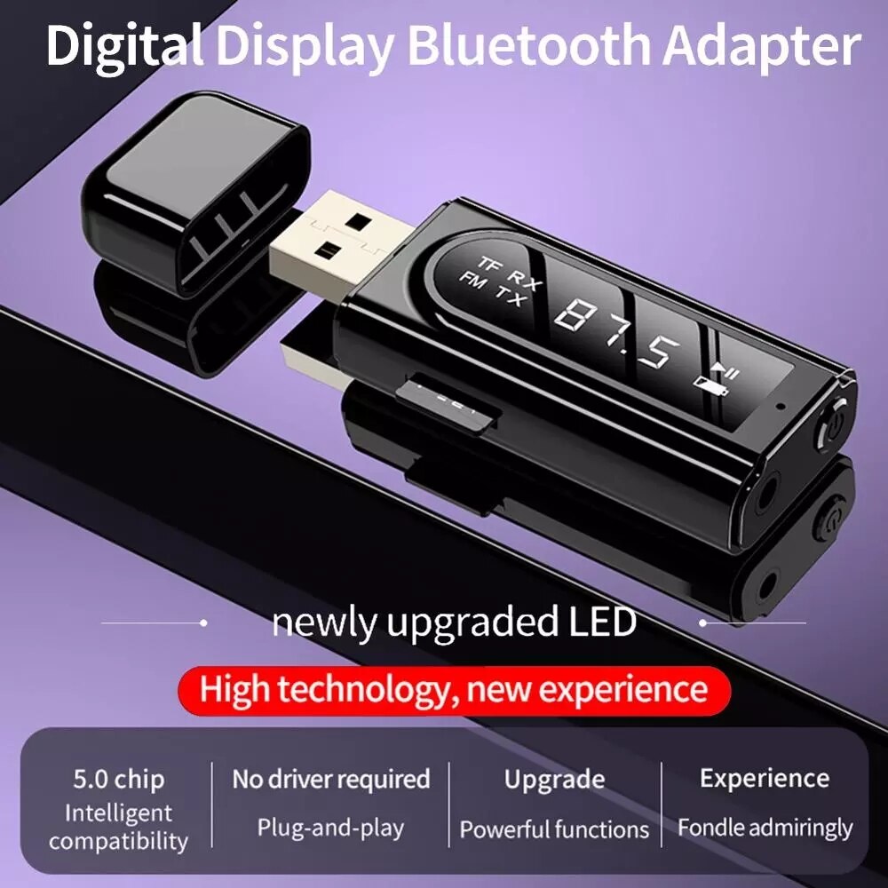Bluetooth vastaanotin lähetinsovitin usb bluetooth  fm 6 in 1 -reseptori autotietokoneelle tv aux audio vastaanotin usb-sovitin