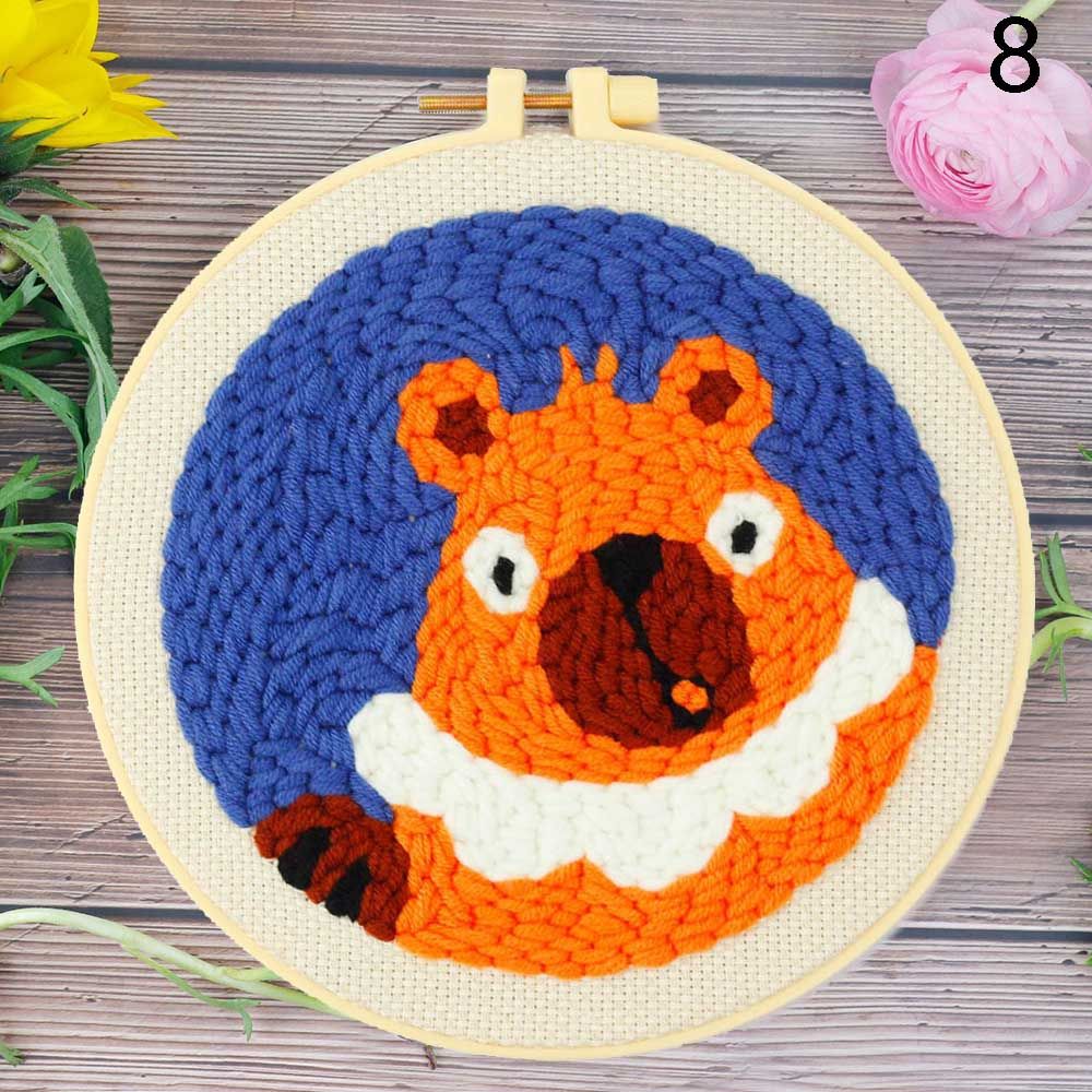 Punch Needle Embroidery Kit with Yarn for Beginners Easy Embroidery DIY Needlework Work Home Decor Cartoon Animal Embroidery: 8