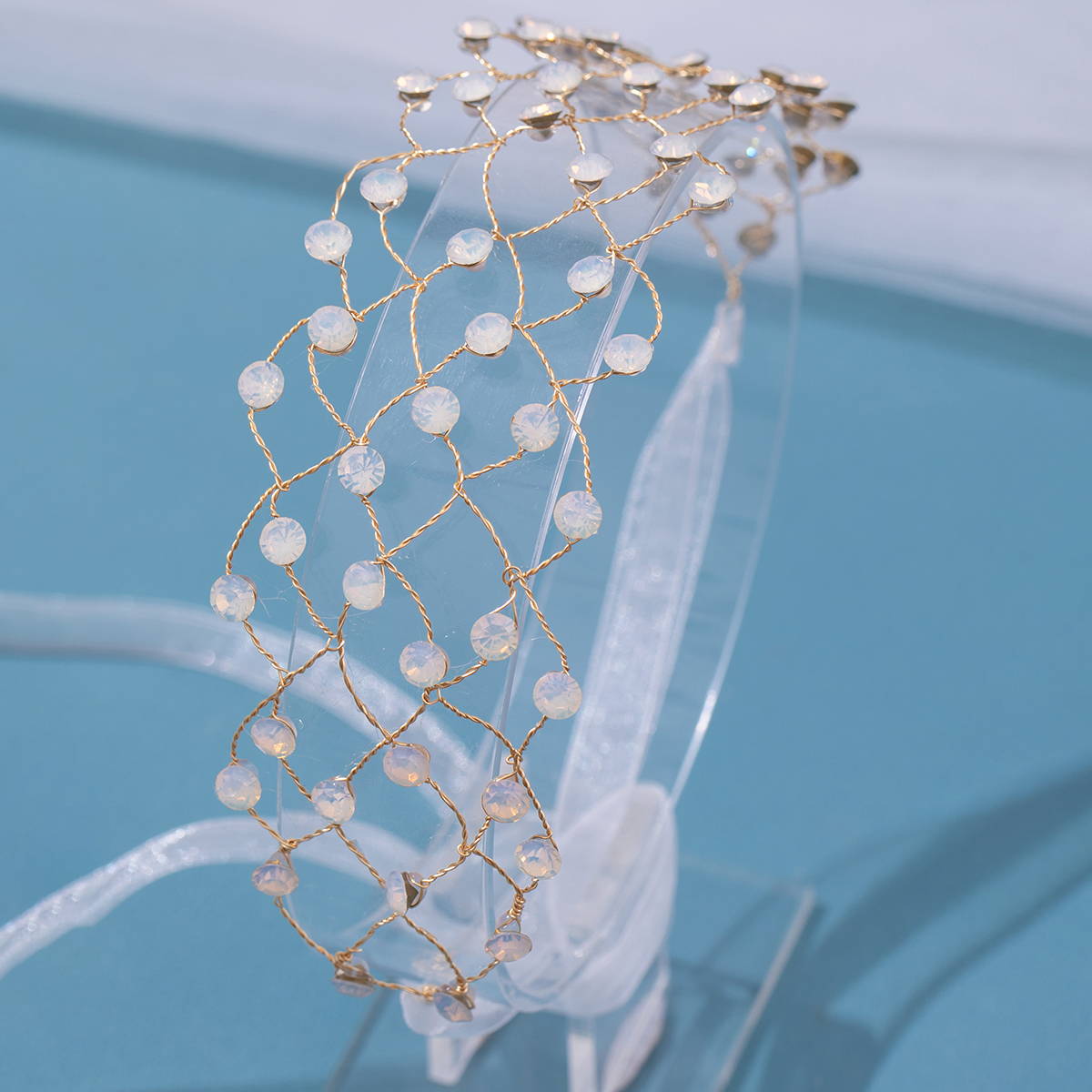 Diadema de perlas, diademas de red de cadena suave para novia, accesorios para el cabello de boda, tocado con cuentas de , joyería Noiva para mujer