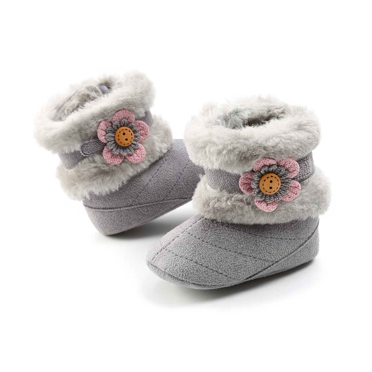 Winter Sneeuw Boot Baby Jongens Meisjes Katoen Warm Baby Crib Schoen Casual Peuter Baby Snowboots Zachte Tong Schoenen 0-18M: Grijs / 0-6 months