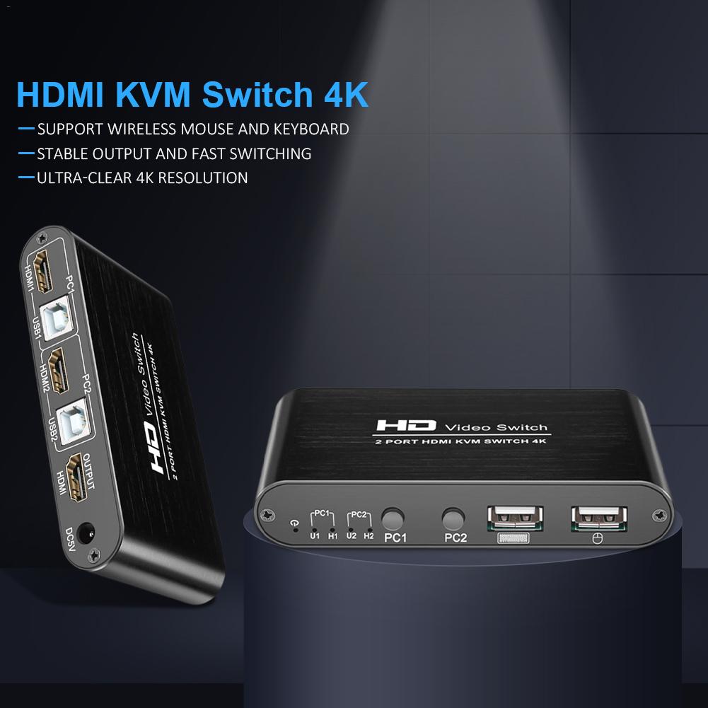 HDMI-Compatible Switch 4K Switcher Computer Adapter Wireless Mouse Keyboard Sharer Ultra-Clear Switching Display Amplifer