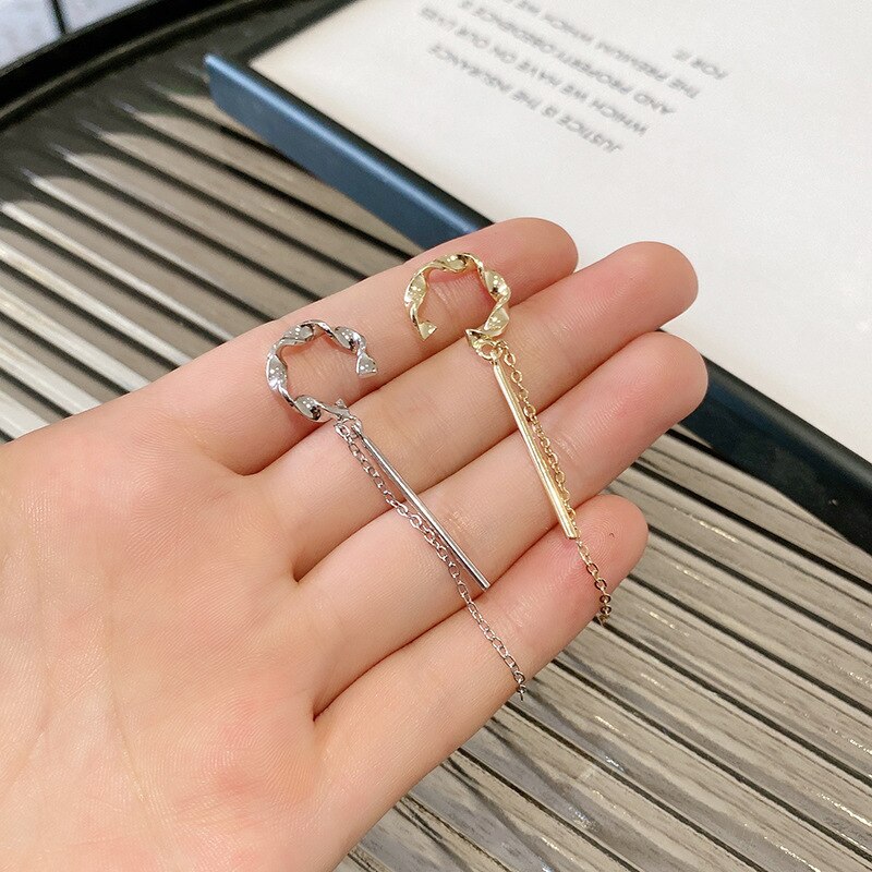 Koreaanse Lange Kwast Oor Manchet Oorbellen Voor Vrouwen Crown Oor Lijn Zoete Kleine Verse C Vormige Ear Bone Clip Mode sieraden 1Pc