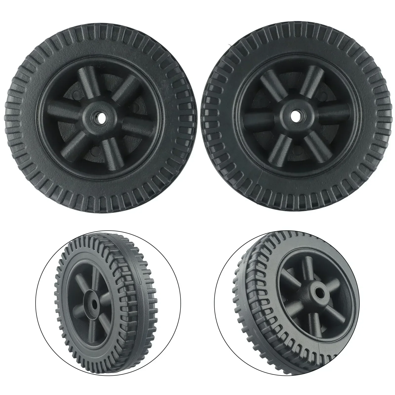 2pcs BBQ Grill Wheels 6" Oven Accessories 6 Inch Blow Molded Wheel Replacement Barbecue 8-10mm Hole Backyard Garden Tool Parts