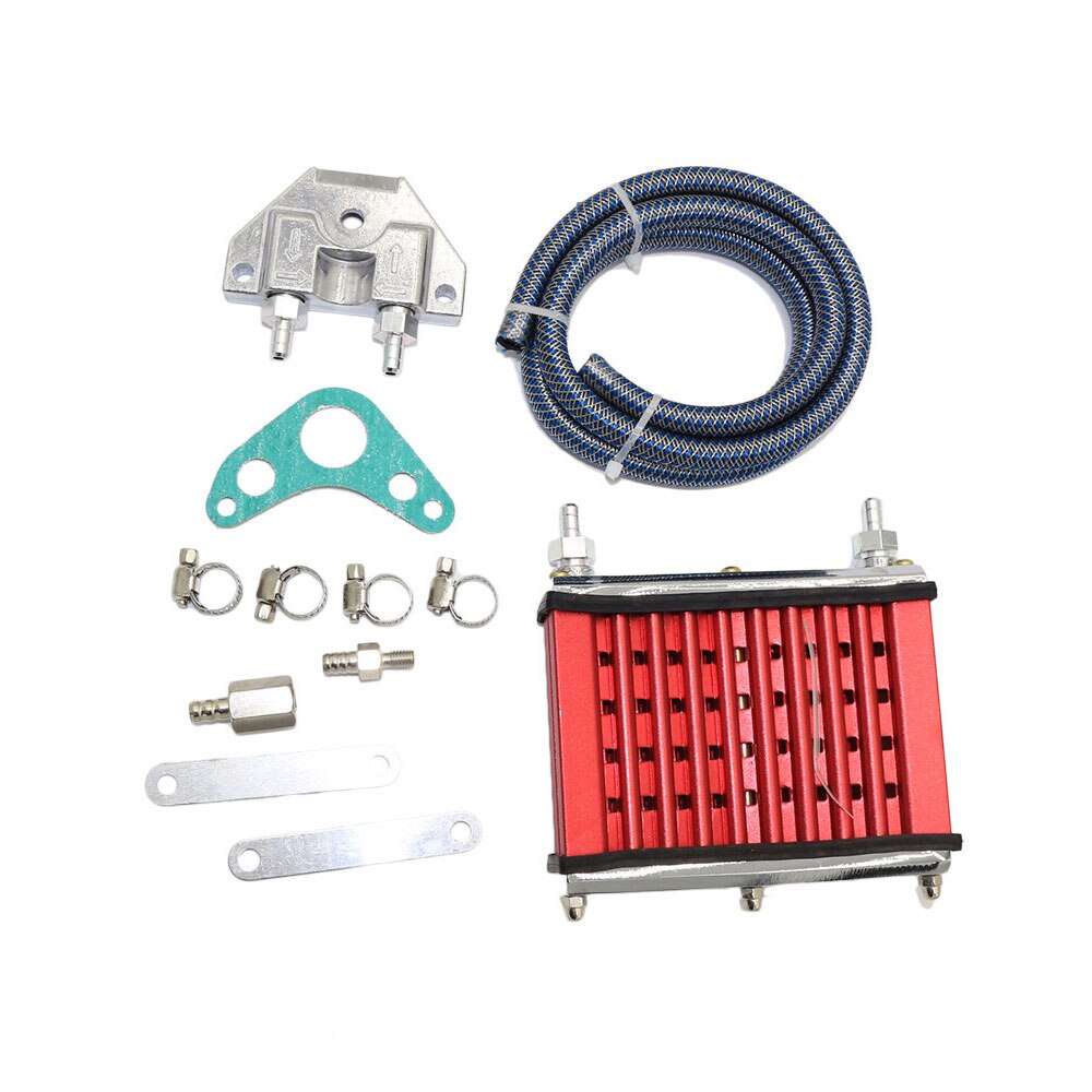 Motorfiets Motorolie Cooler Cooling Radiator Voor 125cc 140cc 150cc Dirt Pit Bike Atv Motorfiets Refit Accesssories: RED